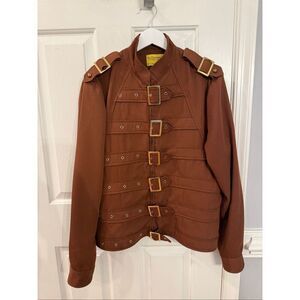 Clockwork Couture Brown Steam Punk Goth Straight Jacket Style Buckle Jacket sz L